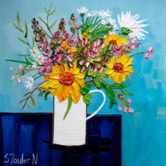 Image of Summer Flowers in a White Jug by Sheila Fowler